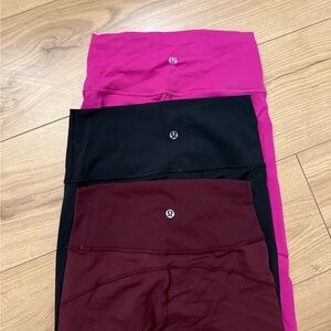 Lululemon Pink, Black, and Burgundy Leggings Set